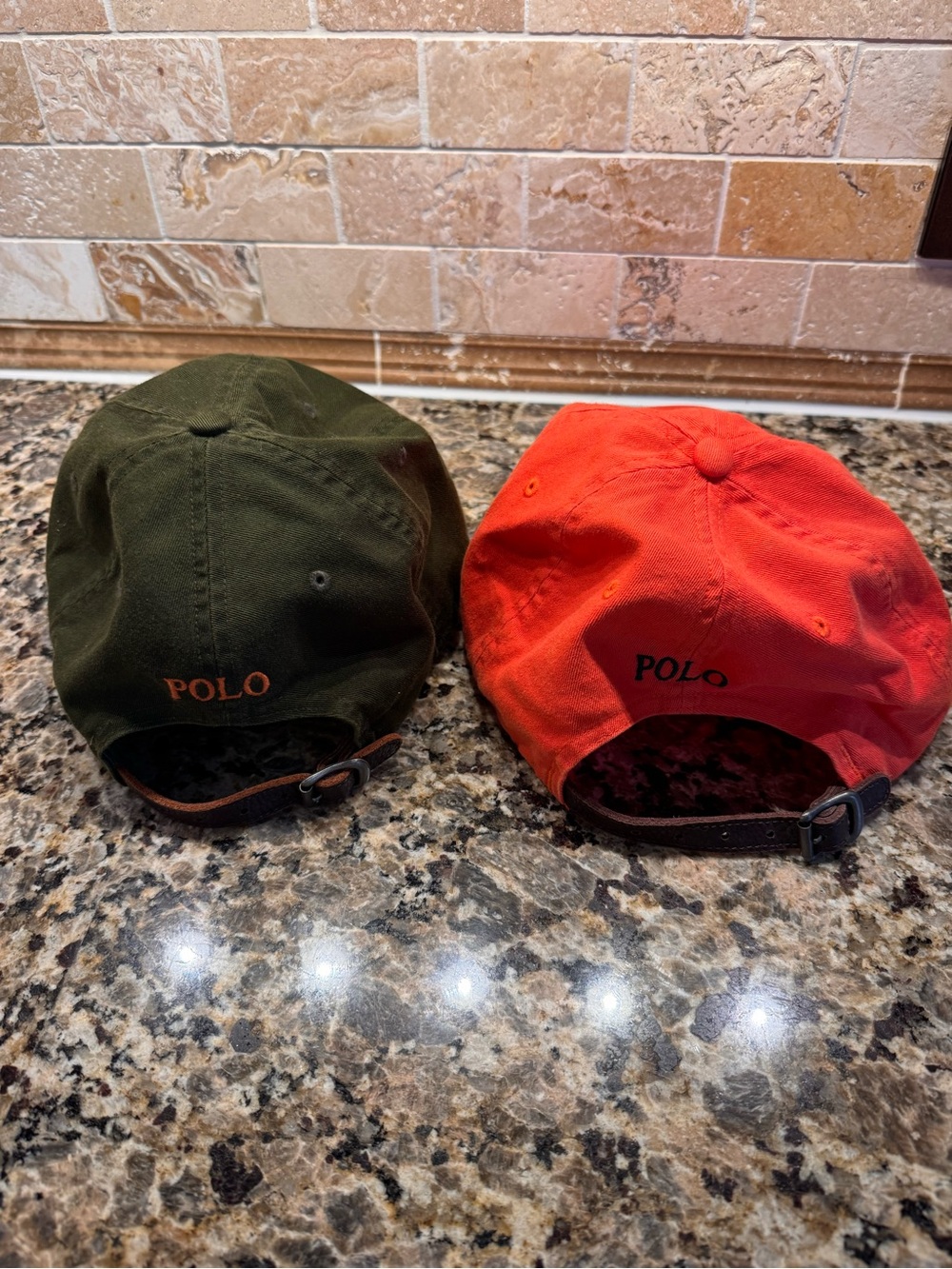 (2) Ralph Lauren Baseball Caps Olive Green & Orange Cotton - Picture 4 of 12